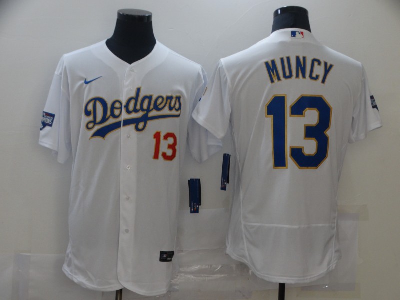 Men Los Angeles Dodgers #13 Muncy White Elite 2021 Nike MLB Jersey->los angeles dodgers->MLB Jersey